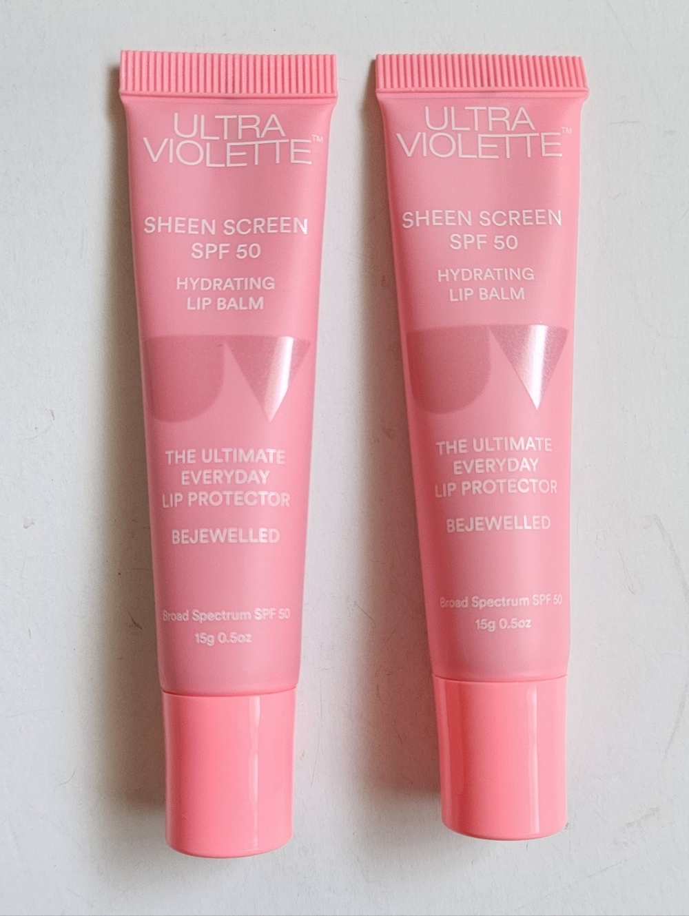 x2 NWT Ultra Violette Sheen Screen Hydrating Lip Balm - Pink Tubes 2 Full Size